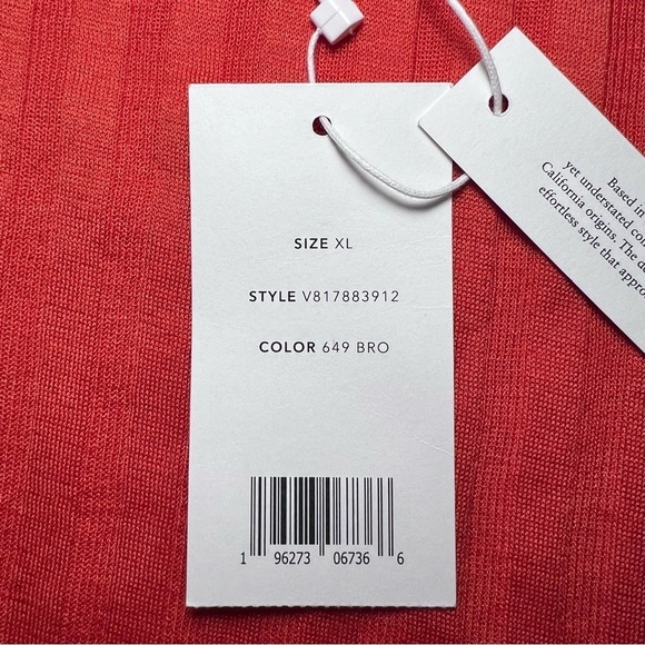 Vince Wide Rib Square Neck Tank in Burnt Orange - Picture 4 of 7